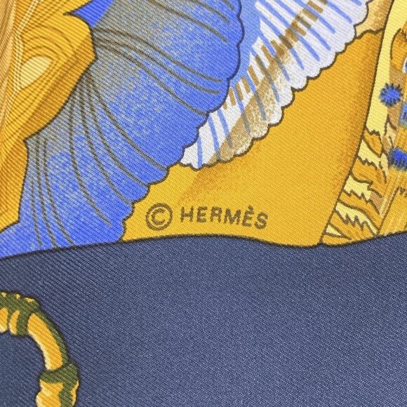 HERMES Carre 90 Yellow Light Blue Multi Scarf 310-042525 - Picture 2 of 3